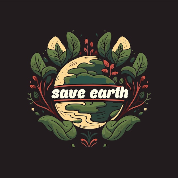 Vector save planet earth world globe green environment and earth day concept vector illustration