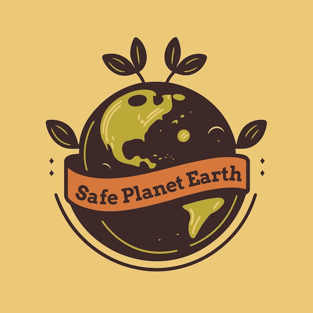 Save planet earth world globe green environment and earth day concept vector illustration