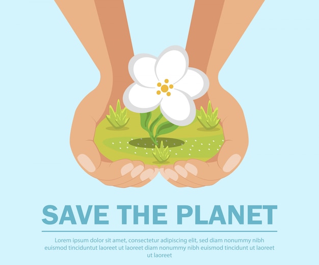 Salvare il pianeta, modello di banner piatto ecologia