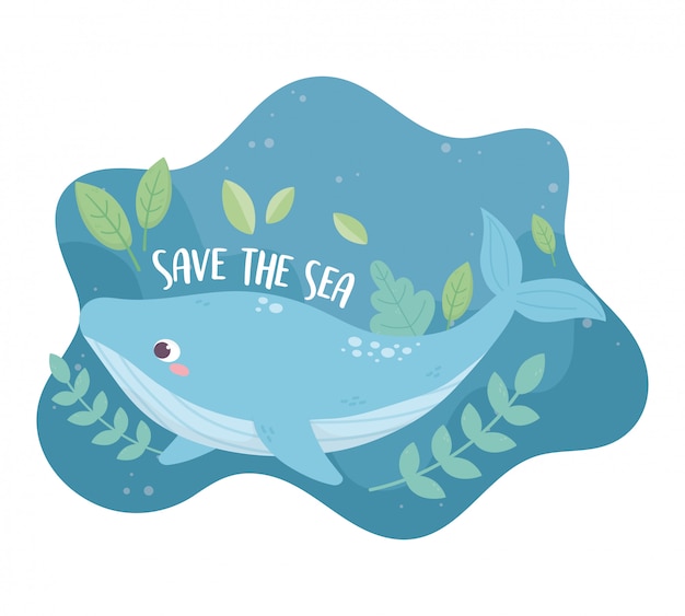 Save the sea whale environment ecology cartoon design