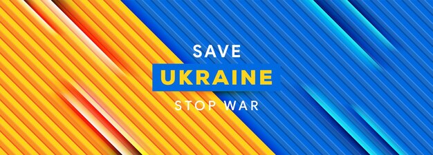 Vector save stop the war in ukraine flag blue yellow banner concept