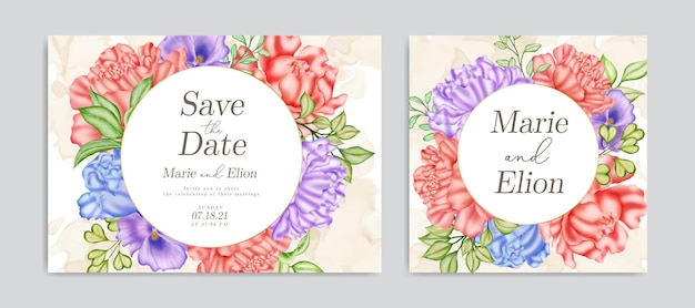 Сохраните приглашение на свидание с элегантным акварельным цветочным орнаментом