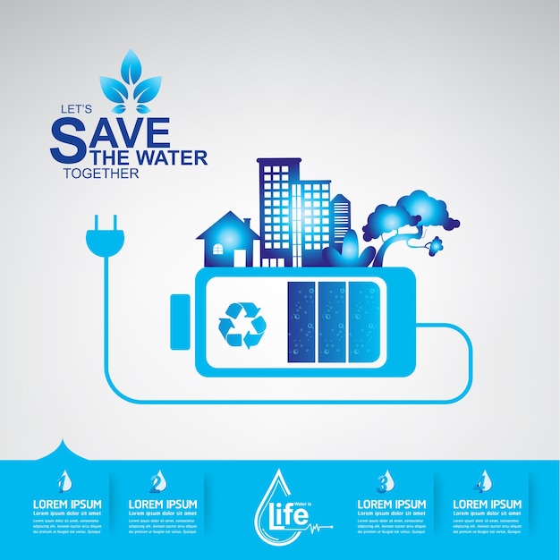 Save the water vector water is leven