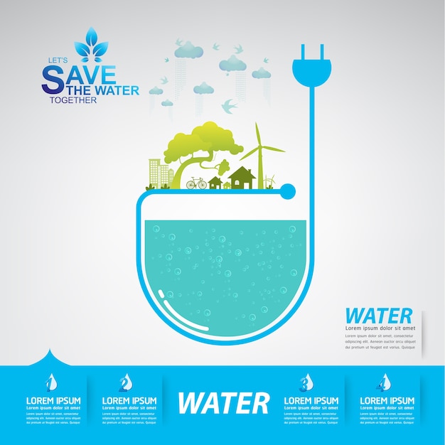 Save the water vector water is leven