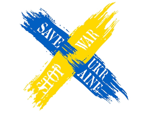 Vector save ukraine brush banner campaign