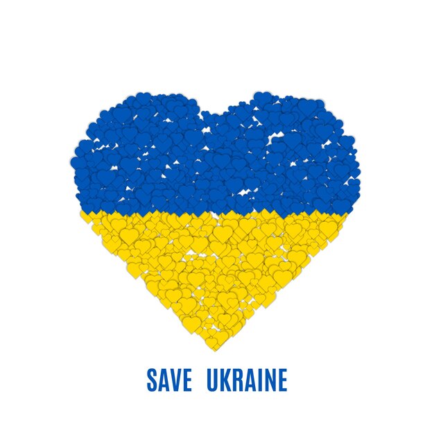 Vector save ukraine heart i love ukraine flag of ukraine