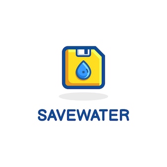 Risparmiare acqua linea cartone animato semplice colore divertente icona moderna illustrazione logo design