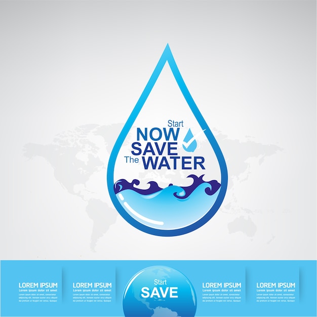 Vettore save the water concept l'acqua è vita