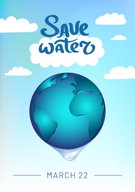 Save Water day poster. Ecology concept. Planet losing water. Global warming. World environment day