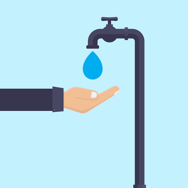 Save water flat design vector illustration