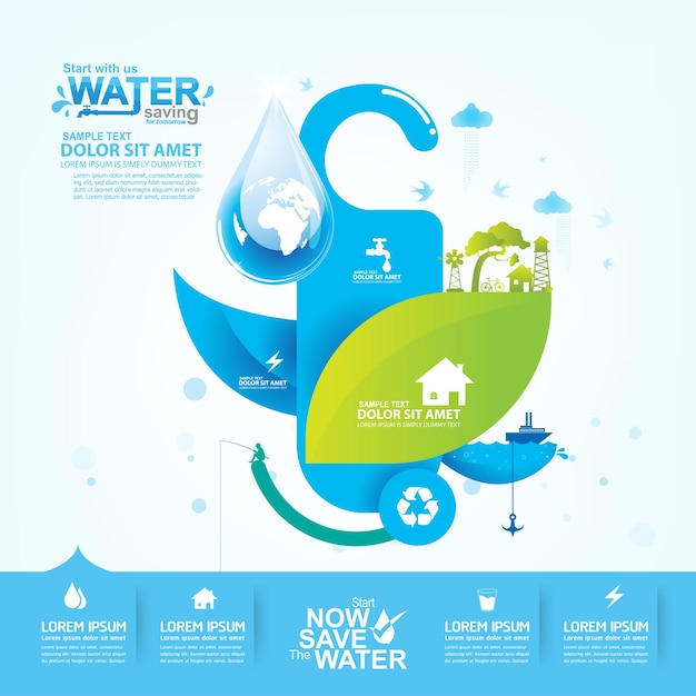 Vector save water vector background banner template