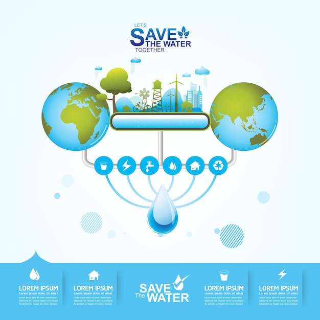 Save water vector background banner template