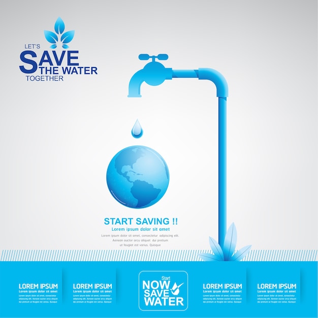 Save water vector concept start water saving