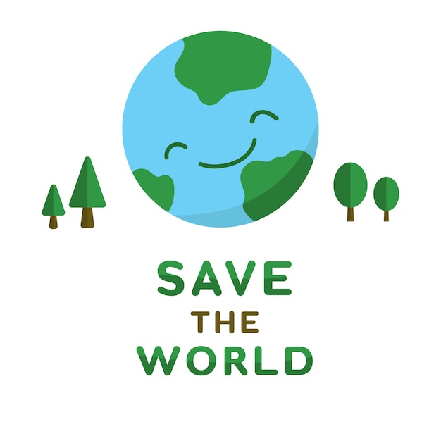 Save the world concept for campaign poster element illustration learning ecology