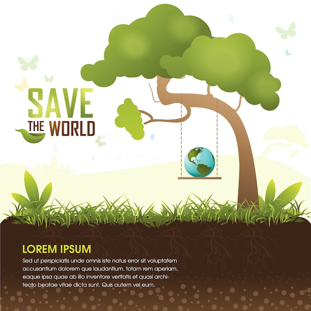 Vector save the world eco tree concept