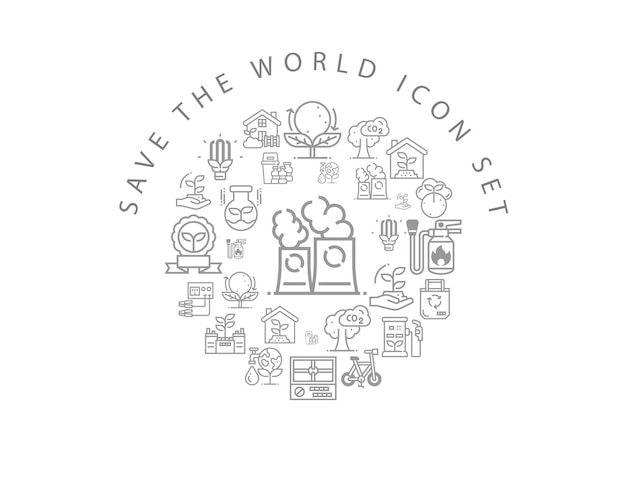 Save the world icon set design