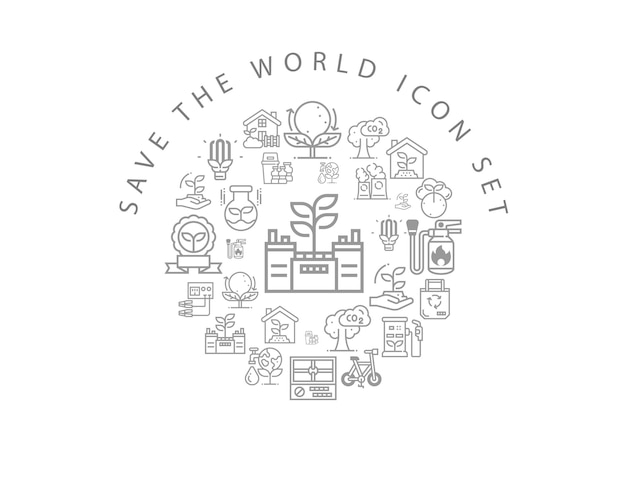 Vector save the world icon set design