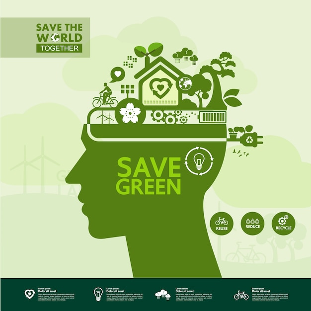 Save the world together green ecology.