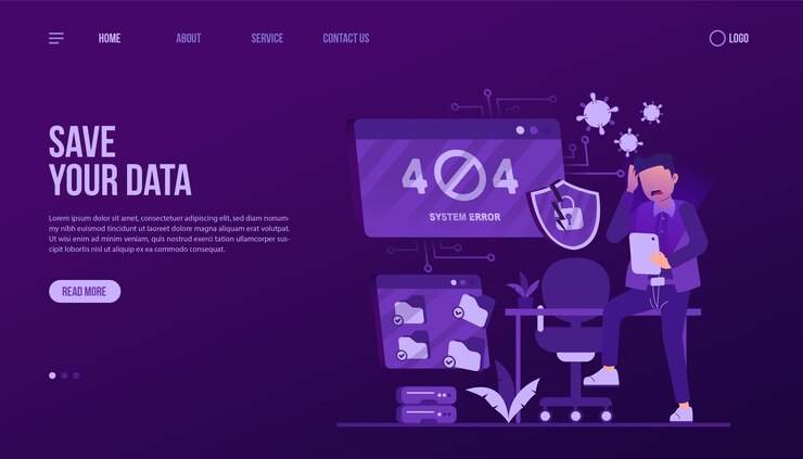 Vector save your data landing page template