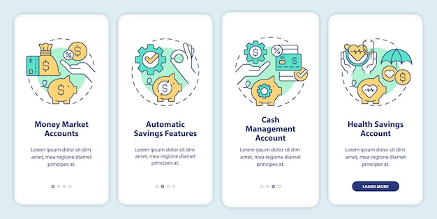 Saving accounts types onboarding mobile app screen