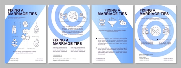 Salvataggio del matrimonio rotto suggerimenti modello di brochure sfumato blu