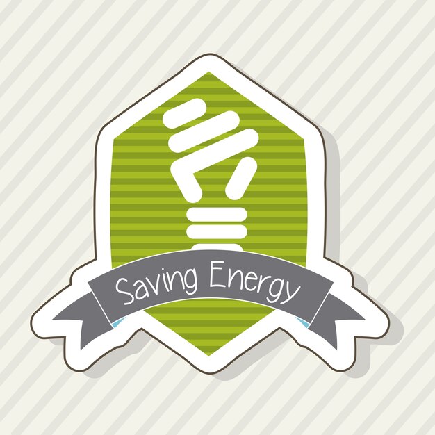 Saving energy with bulb over beige background vector