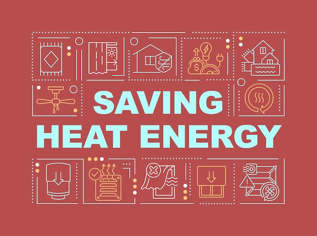 Saving heat energy concepts red banner