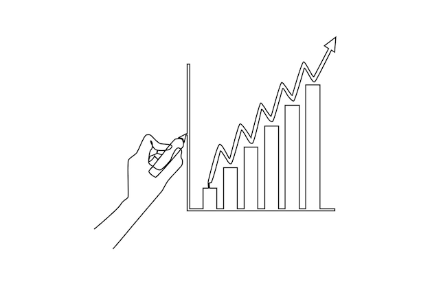 節約と投資またはお金の計画リターンお金の節約と投資のコンセプト 1 本の線描画グラフィック デザイン ベクトル図