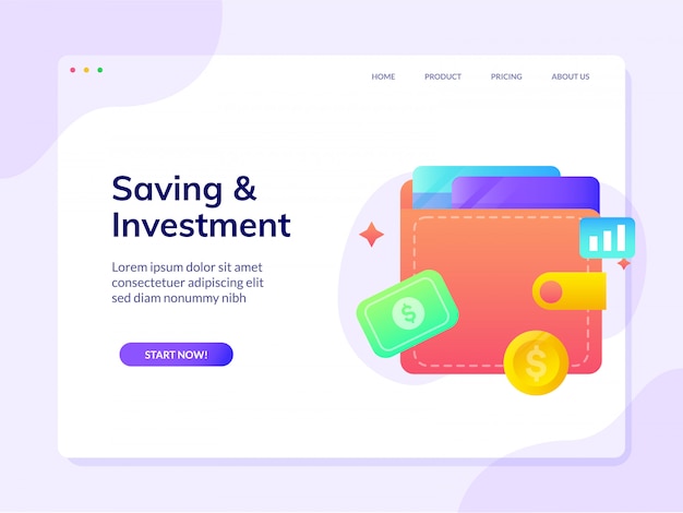 Saving investment website landing page