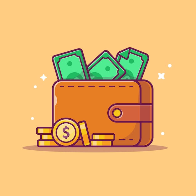 Saving money  icon . wallet, money and stack of coins, business icon  isolated