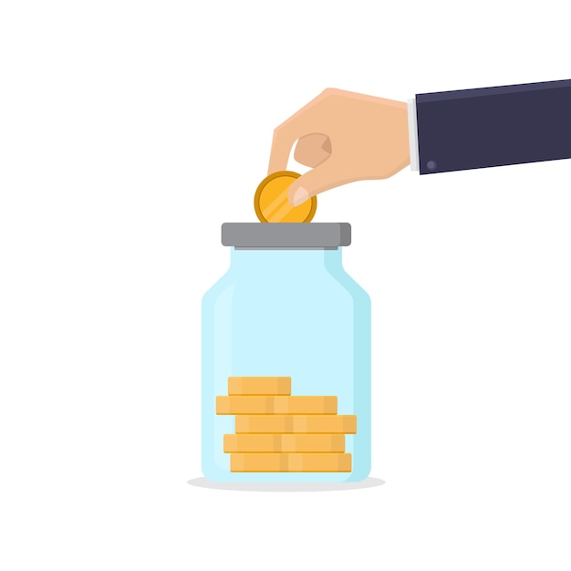 Saving money in a jar design illustration