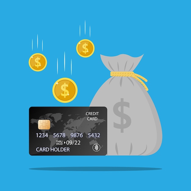 savings account bag of money credit card coins