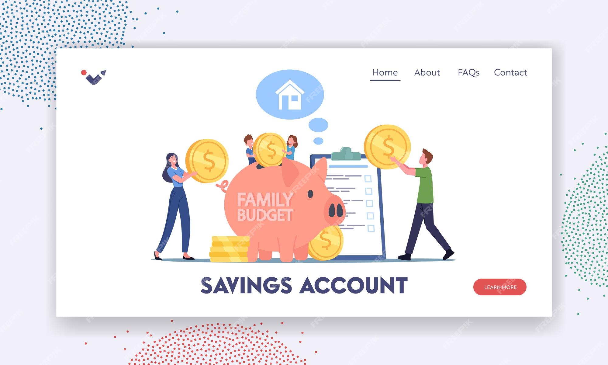 Premium Vector | Savings account landing page template. people earn and save money, universal basic income, capital, wealth, family budget. tiny characters collect coins in huge piggy bank. cartoon vector illustration Premium Vector | Savings account landing page template. people earn and save money, universal basic income, capital, wealth, family budget. tiny characters collect coins in huge piggy bank. cartoon vector illustration