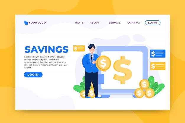 Savings concept landing page template