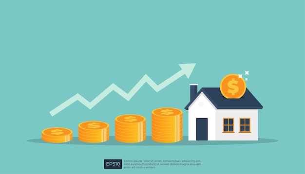 Risparmio di monete per acquistare un concetto di casa per ipoteche immobiliari e investimenti immobiliari