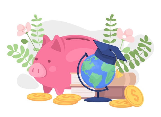 Savings for study abroad flat concept vector illustration