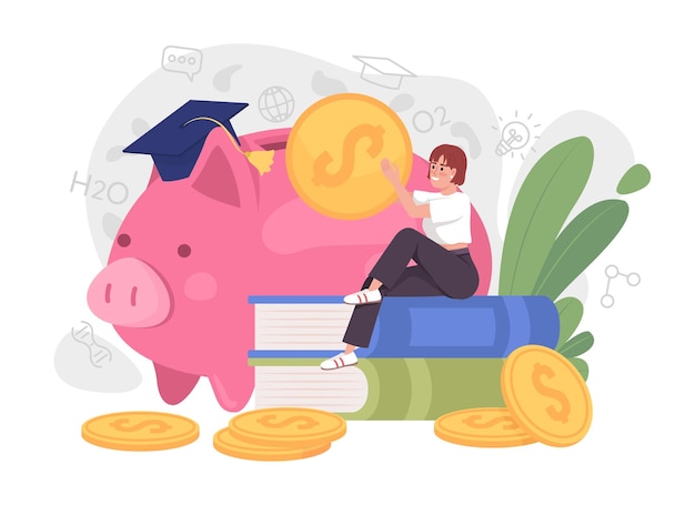 Savings for university flat concept vector illustration