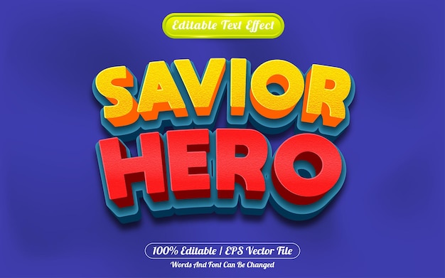 Savior hero 3d editable text effect cartoon style