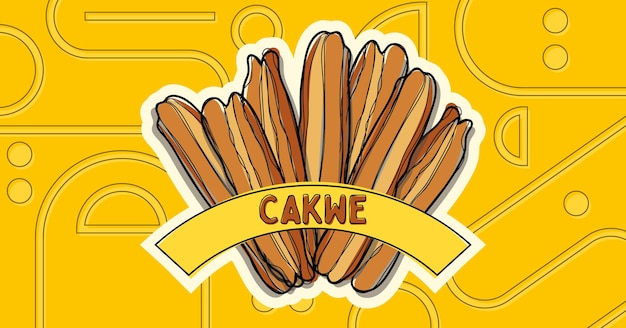 Pane salato youtiao indonesiano cakwe disegnato a mano banner sfondo