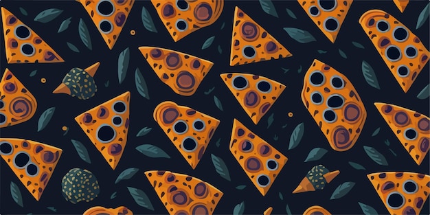 Savory Symphony Seamless Vector Background with Pizza Pattern