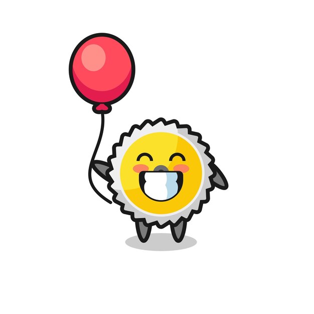 Vector saw blade mascot illustration is playing balloon