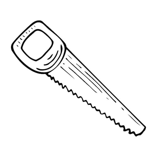 Saw sketch Sawing tool Hand drawn illustration