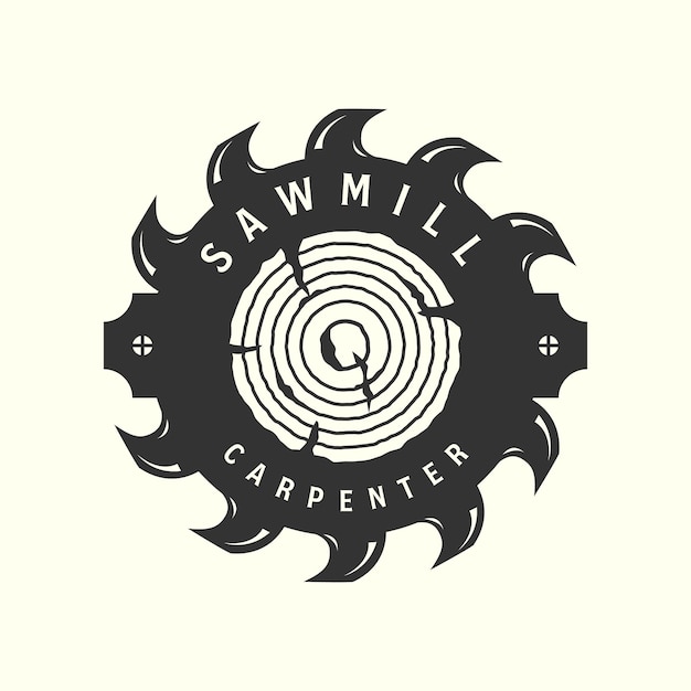 Sawmill carpenter vintage logo vector template illustration design