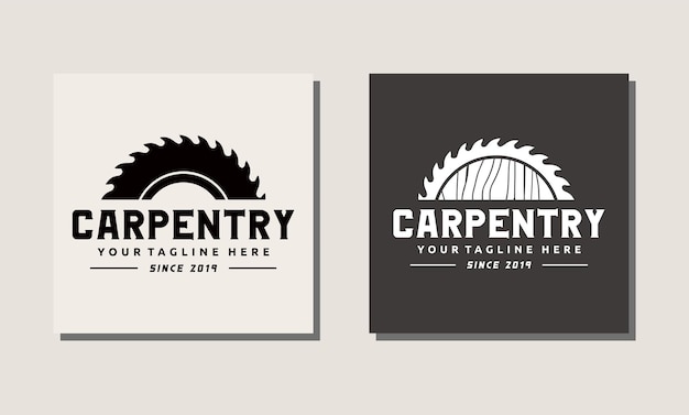 Vector sawmill carpentry woodworkers lumberjack logo design vector