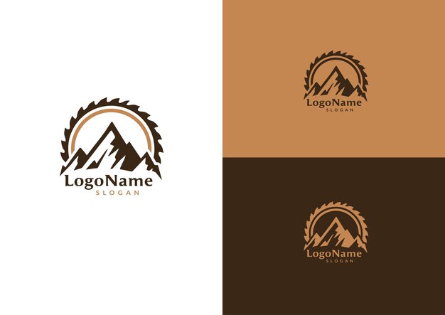 Vettore concetto di progettazione del logo di sawmill mountain