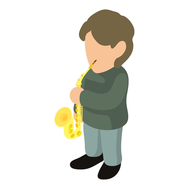 Saxofonist pictogram Isometrische illustratie van saxofonist vectorpictogram voor web