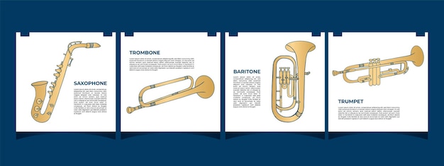 Saxofoon en trompet set element vector