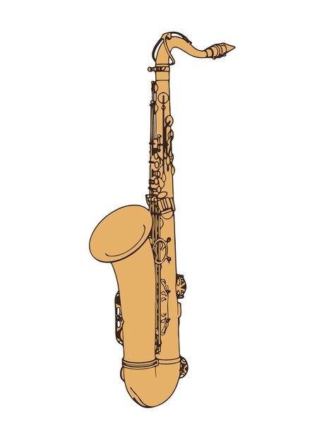 Saxophone drawing on white background vector