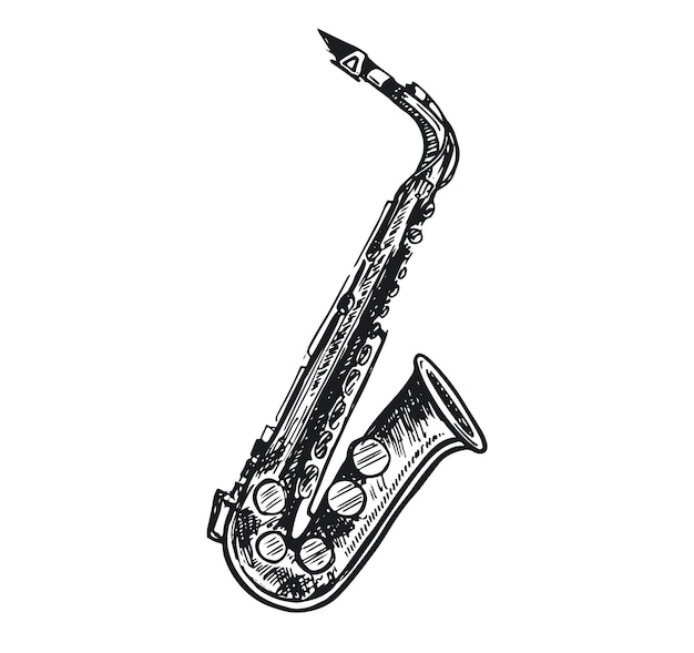 Vector saxophone hand drawn vector illustration