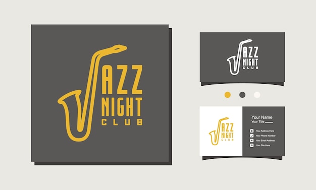 Design minimalista del logo del sassofono per il bar caffetteria della discoteca jazz